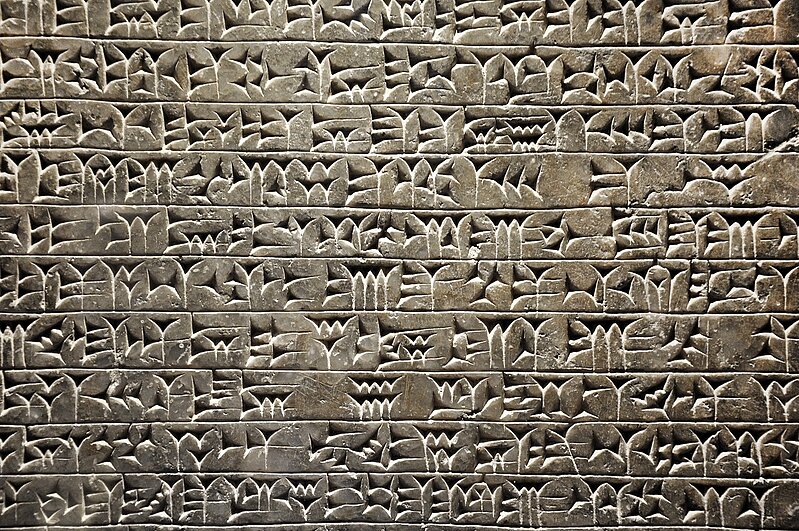 Cuneiform writing of the ancient Sumerian or Assyrian civilization