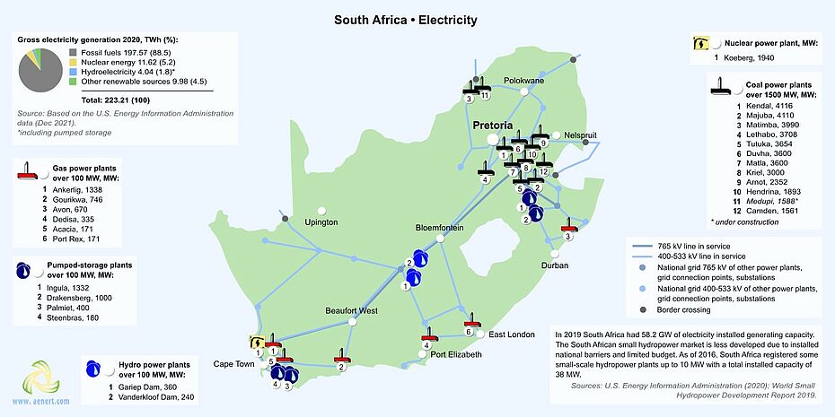 Map of power plants in South Africa